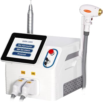 2-in-1 Diode Laser Machine, 755nm 808nm 1064nm, Permanent Hair Removal & Pico Tattoo Removal, for Beauty Salon & Home Use