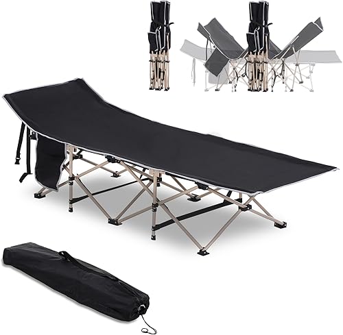 Miniatura 10 de Outsunny Cuna de camping plegable para adultos con bolsa de transporte, bolsillo lateral, cama de dormir portátil al aire libre para viajes,