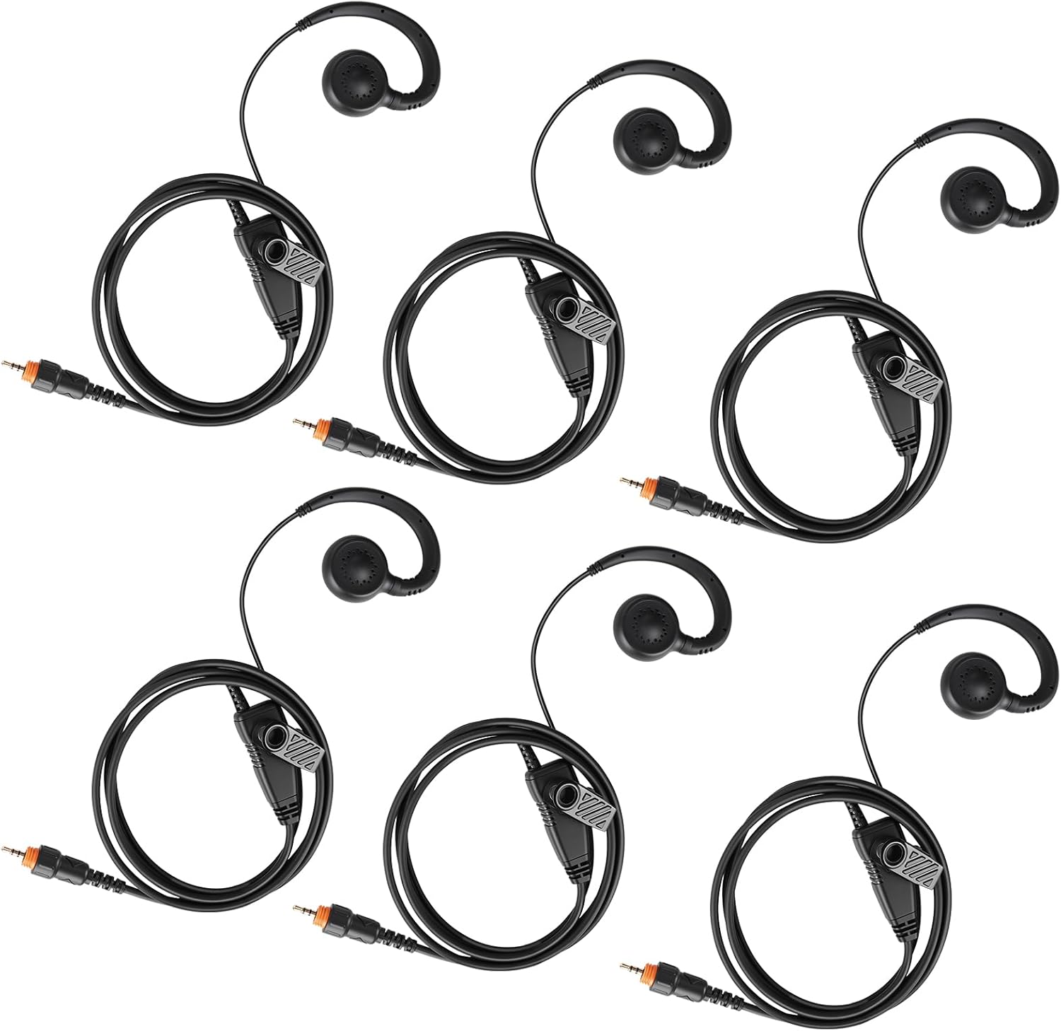 6-Pack Wired CLP-e Earpiece Headset with C Swivel - Compatible with Motorola CLP1010e, CLP1080e Two-Way Radios - Ideal for Clear Communication & Hands-Free Use