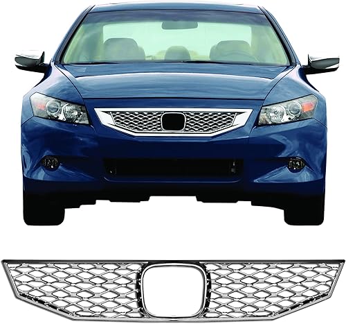 Miniatura 2 de IKON MOTORSPORTS, Rejilla delantera Bumepr compatible con Honda Accord 2008-2010 2 puertas Coupe EX EX-L LX, plástico ABS cromado parachoques