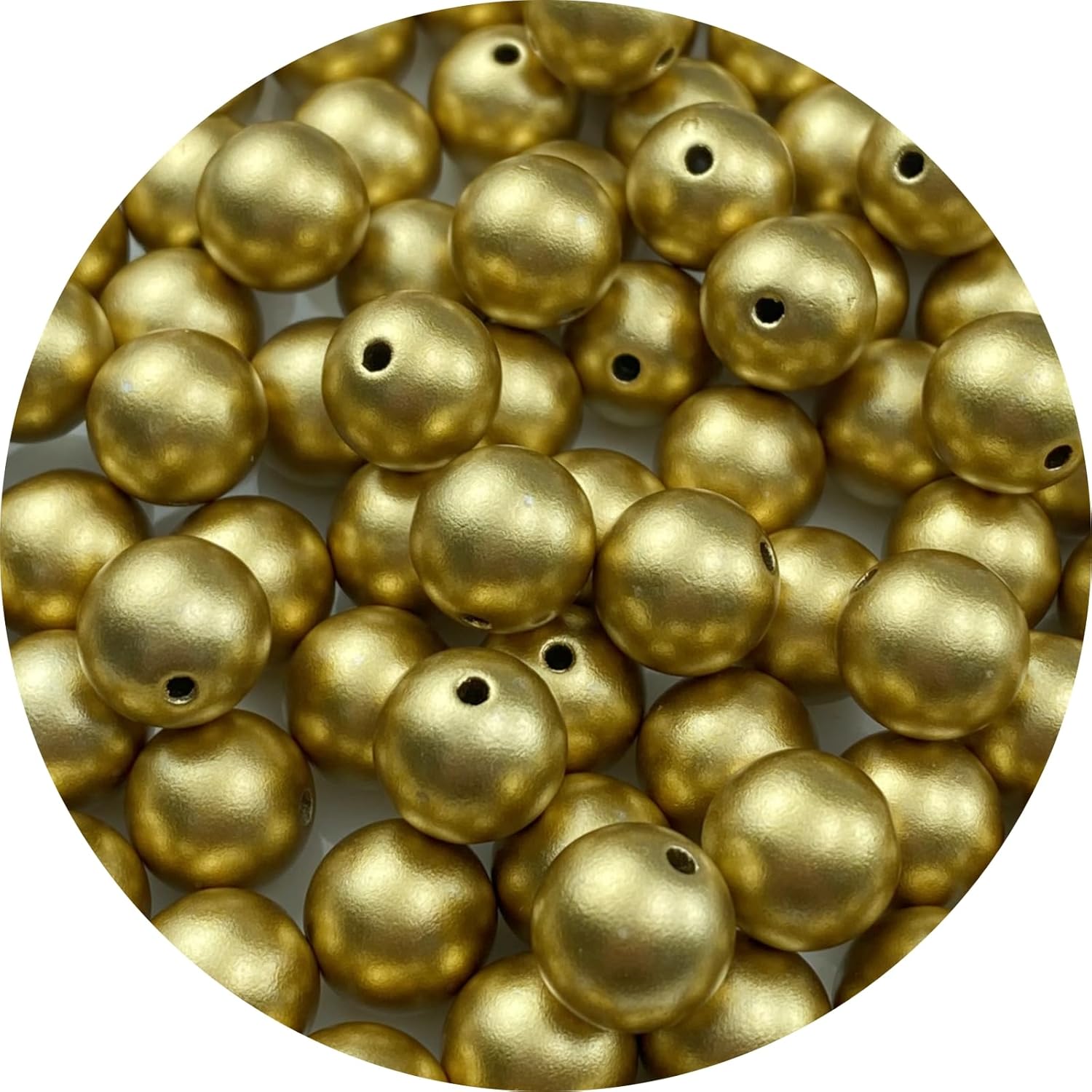 100pcs Pearl Beads for Crafts 12mm Resin Pearl for Jewelry Making Round Bulk Pearls Beads with Hole for Necklaces Bracelets Earrings Making Jewelry Decoration(Forsted Gold)