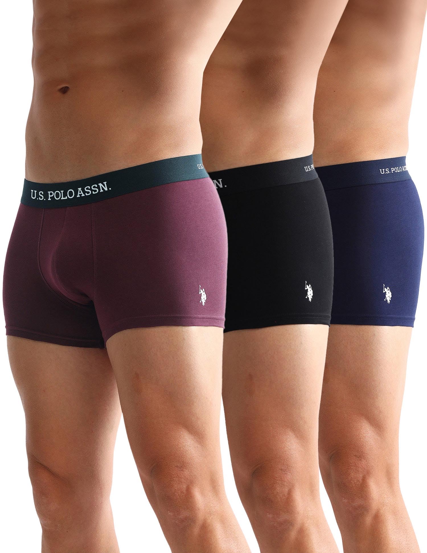 U.S. Polo ASSN. Men's Anti Microbial Trunks - Pack of 3, Black - Image 1