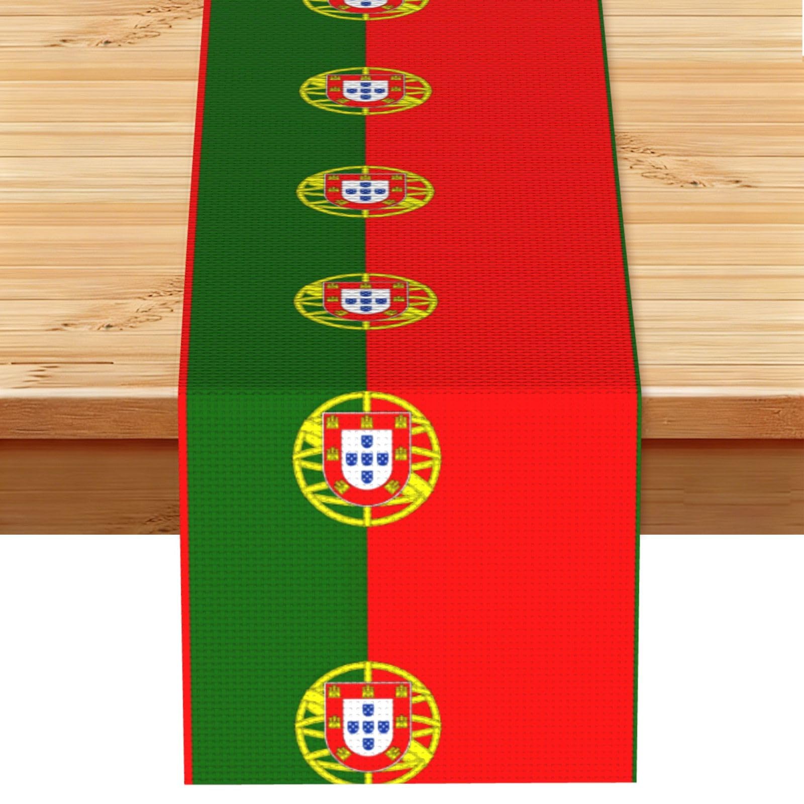 Portuguese flag Multi Purpose Table Runner for Home Decor, Printed Table Cloth for Kitchen Table, Countertops & Dining Area