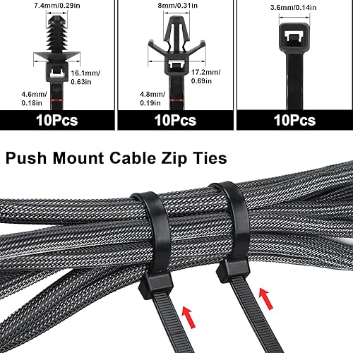 Miniatura 6 de 200 clips de parachoques automotriz, kit de repuesto de remache de nailon para GM Ford Toyota, Honda, Chrysler Nissan, con 30 bridas para cables