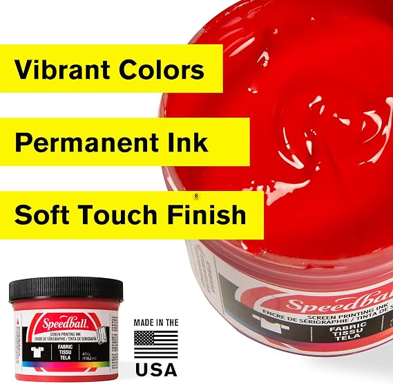 Speedball Fabric Screen Printing Ink Starter Set, Opaque, 6-Colors, 4-Ounce Jars, Silver, Raspberry, Blue Topaz, Citrine, Pearly White, and Black Pearl for T-Shirt and Silkscreen Printmaking