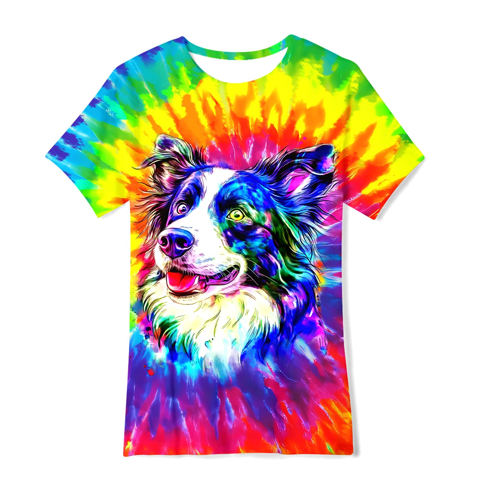 Dog Shirt Kids Size 10-12 Years Boys Blue T Shirts Children's Hippie Tshirts Short Sleeve Round Neck 9 Years Fashion Tees