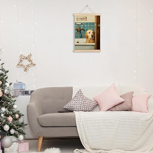 Miniatura 4 de AJIPUX Funny Retro Golden Retriever Bathroom Wall Art Decor, Golden Retriever Bathroom Decor, Funny Dog Hanging Poster Canvas Prints for Washroom