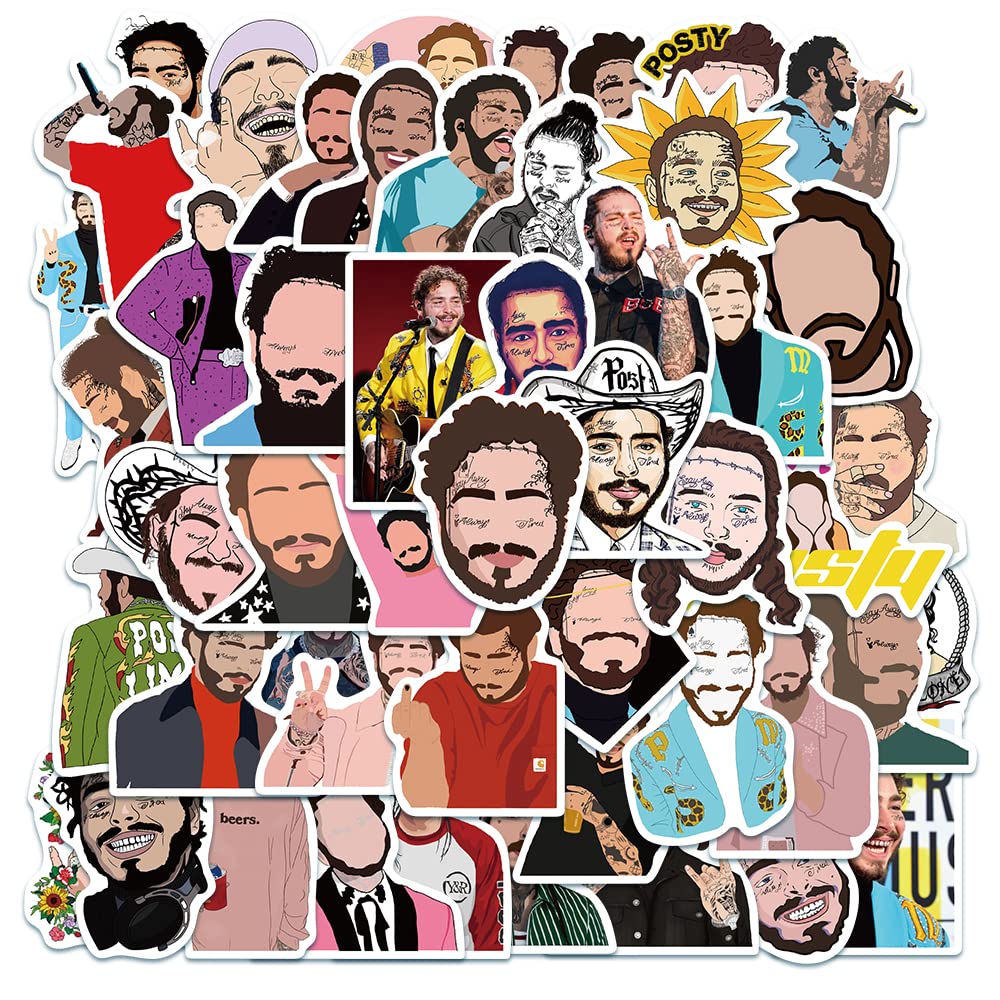 Pegatinas de Post Malone BARISC 50 unidades adhesivos de vinilo para coche y termo