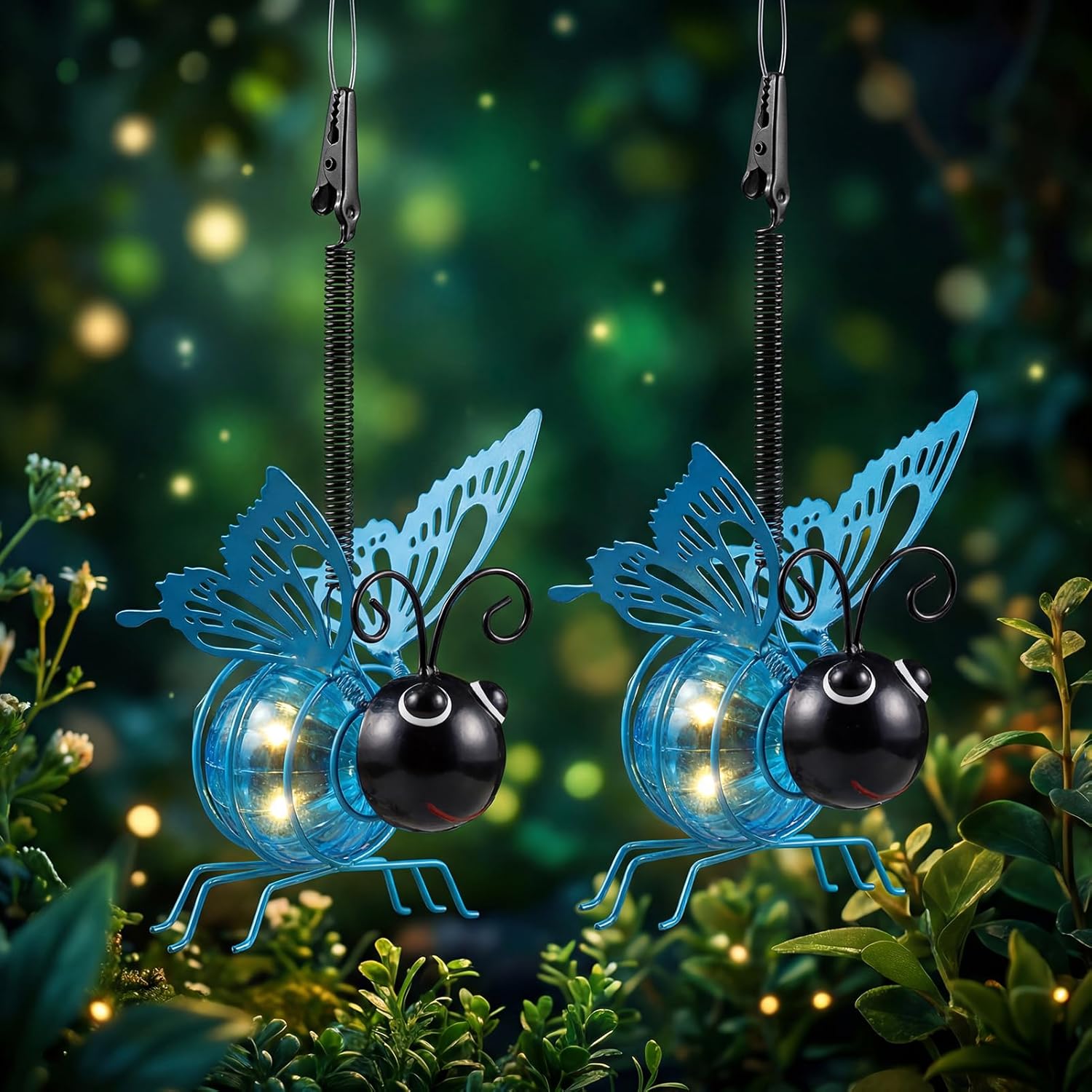 Calenzana Blue Butterfly Outdoor Solar Garden Light, Waterpoof Hanging Solar Light for Yard Patio Backyard Porch, Gifts for Women Mom Grandma