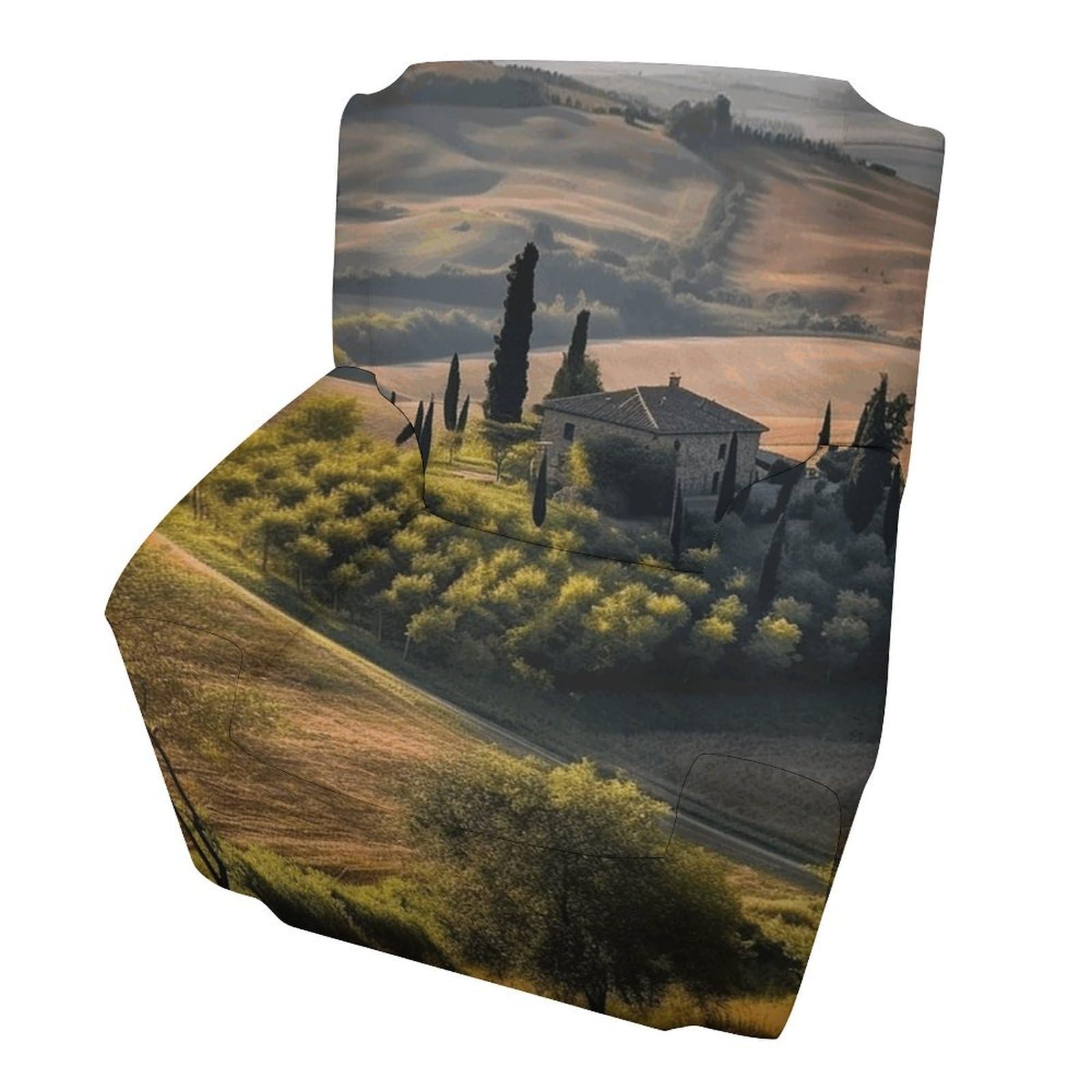 Housse de canapé simple matelassée au motif paysage de ferme Toscane