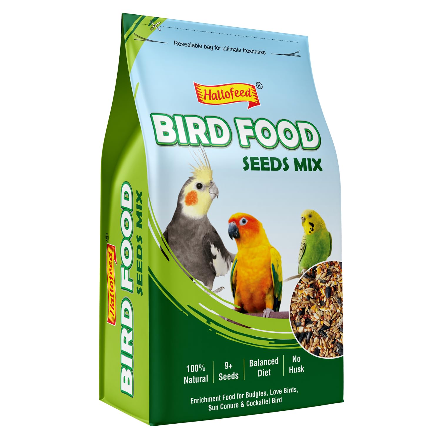 Hallofeed Bird Food (Seeds Mix) for Budgies, Parrots Seed Blend of 9+ Grains, Bird Feeder Food Refill, Mix Seeds for Outside Wild Birds (500 gm)-image-5