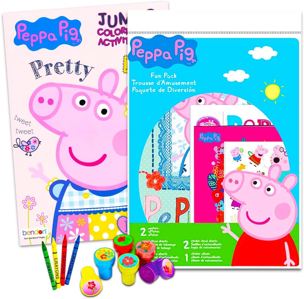 Amazon.com: Peppa Pig Coloring Book Set Stickers and Crayons : Toys & Games
