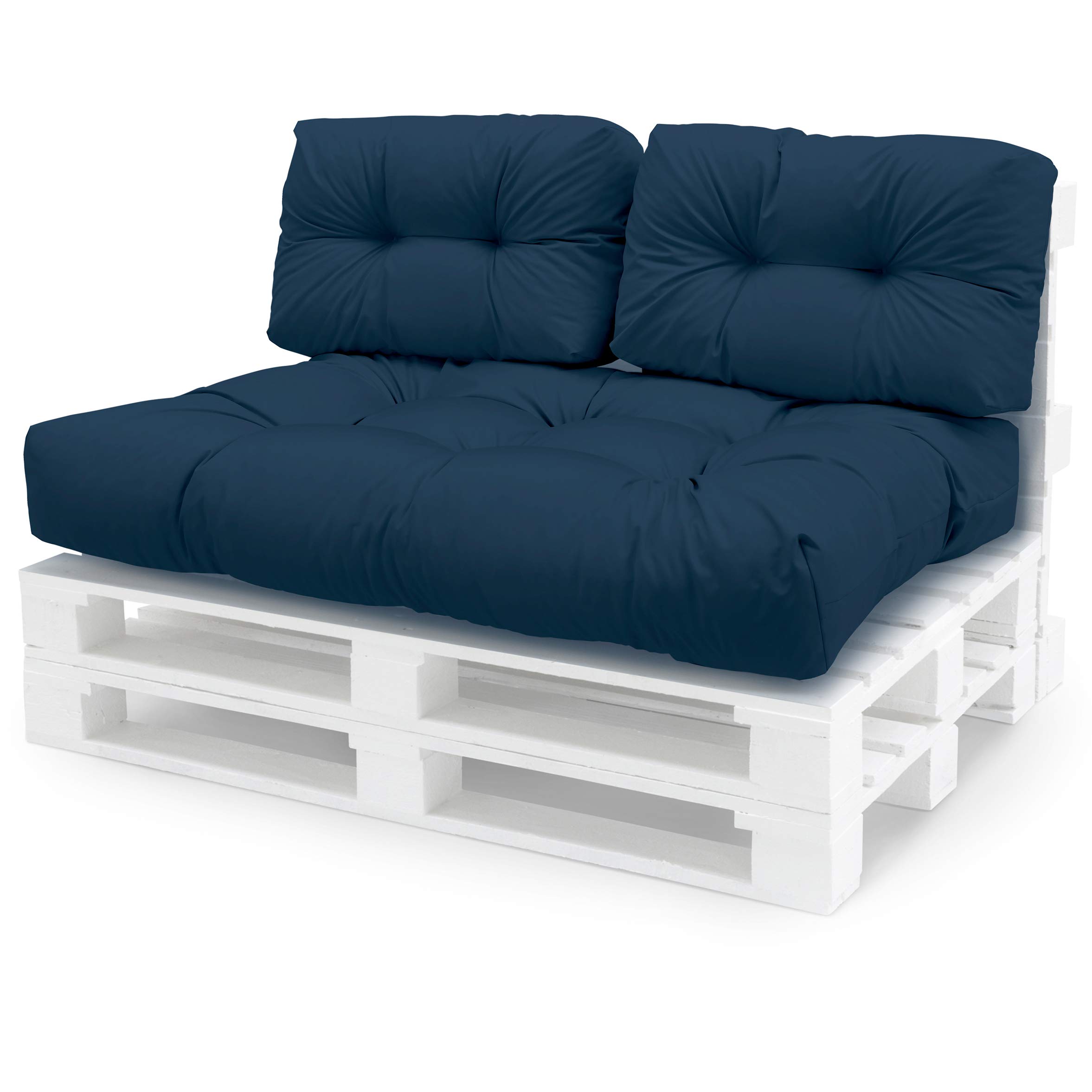 Spatium Euro pallets cushions removable pillowcase, water-resistant, resistant to stains Navy Blue 3 Piece Set