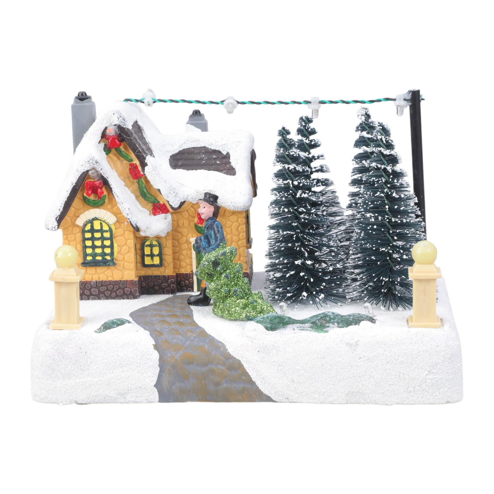 Buxuaaaa Melodys Boxes with Ambients LED Illuminations Shatterproofs Resins for Tabletops Decoration LED Christmas Music Boxes