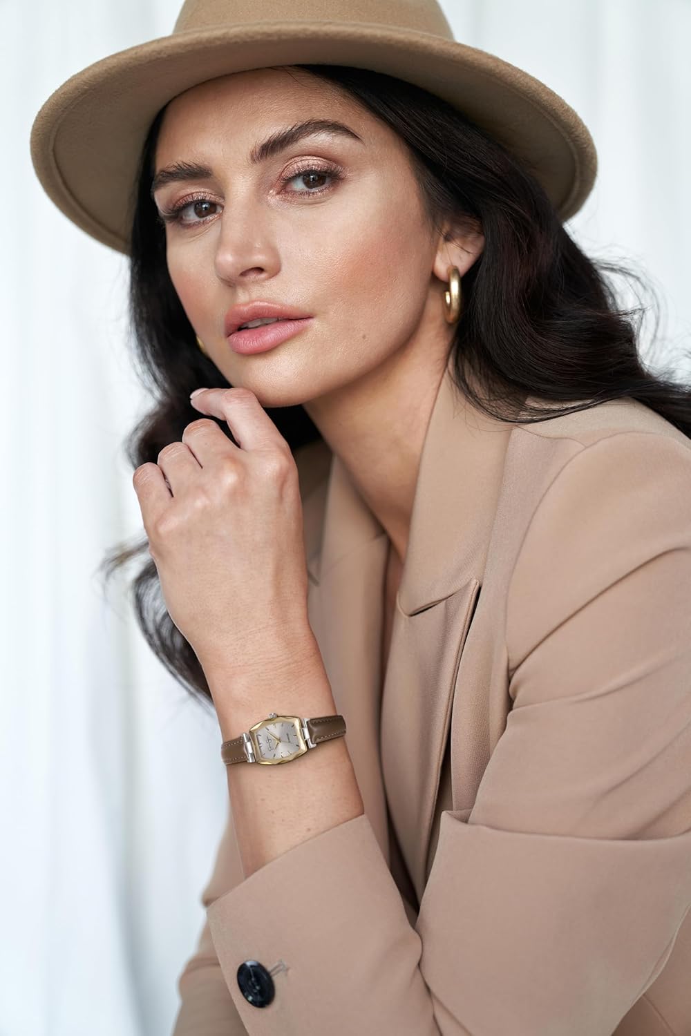 Jessica Simpson Diamond Collection Women's Watch, Classic Quartz, Leather Band, Barrle Faceted Crystal Face, Elegant Dress Watch for Women - Image 5