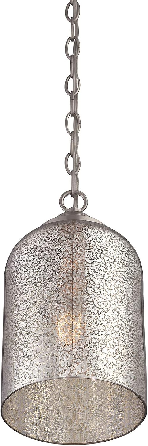 Savoy House 7-701-1-SN Bally Clear Glass Bell Pendant Light Fixture, 1-Light 60 Watt, 12" H x 7" W, Satin Nickel