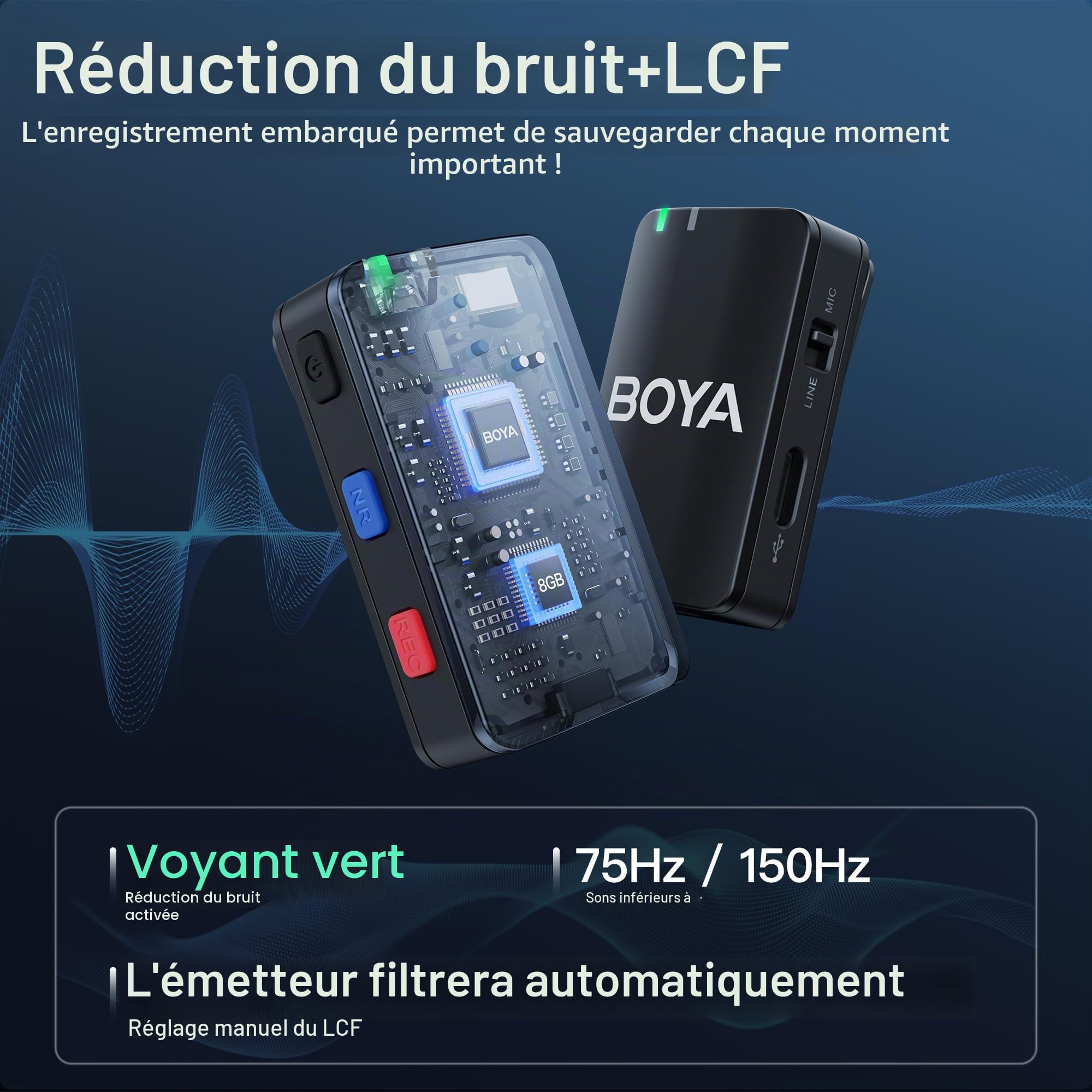 Boya BOYAMIC - Microphone lavalier sans fil pour iPhone, Android, smartphone, caméra, enregistrement embarqué, portée de 200M, micro cravate sans fil à clip pour diffusion vidéo en direct, podcast