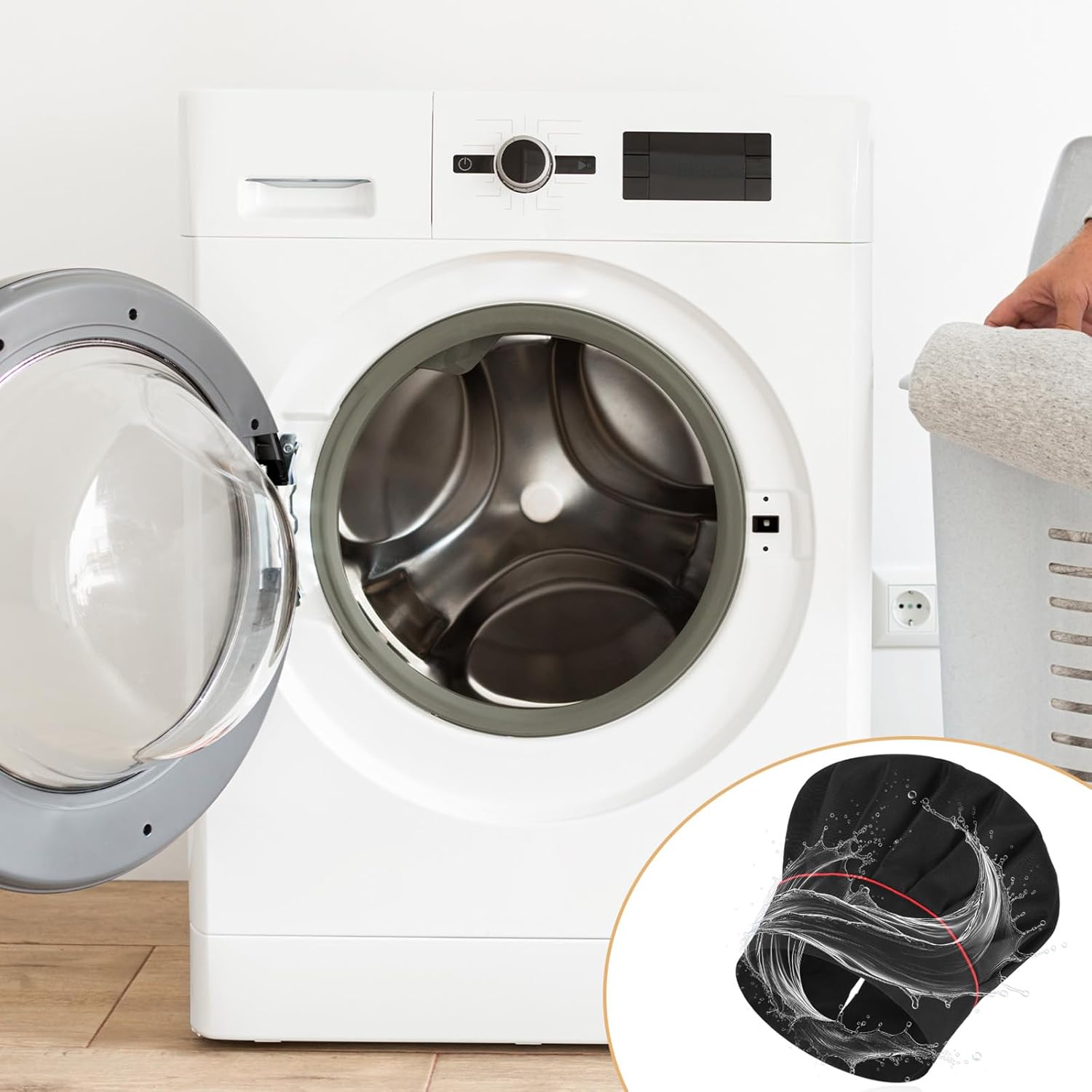 Hibachi Hat,Hibachi Chef Hat,Black Chef Hats,Adjustable Elastic Baker Kitchen Cooking Chefs Cap with Red Side Stripes for Men Women Black - Image 8