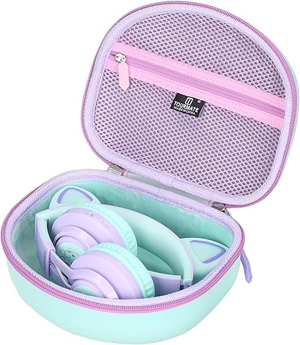 Estuche de viaje duro para Riwbox CT-7 CT-7SiClever HS01FosPower Cat Ear LED Light Kids Auriculares inalámbricos, bolsa de almacenamiento protectora