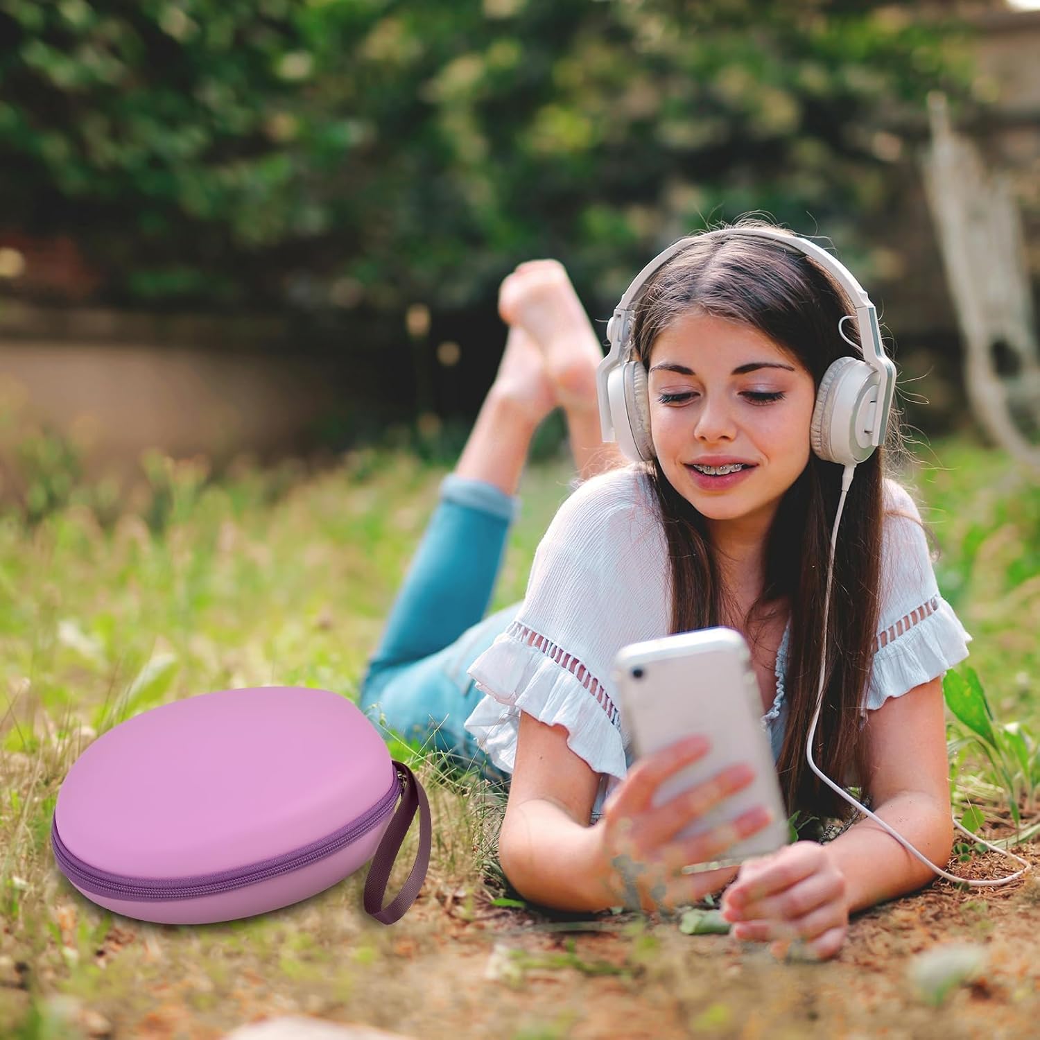 COMECASE Hard Shell Headphone Case for JBL Tune 510BT/520BT/720BT/ for Sony WH-CH520/ for Beats Solo 4 Wireless Bluetooth Headphones, Protective Travel Carrying Box with Mesh Pocket (Purple) - Image 9