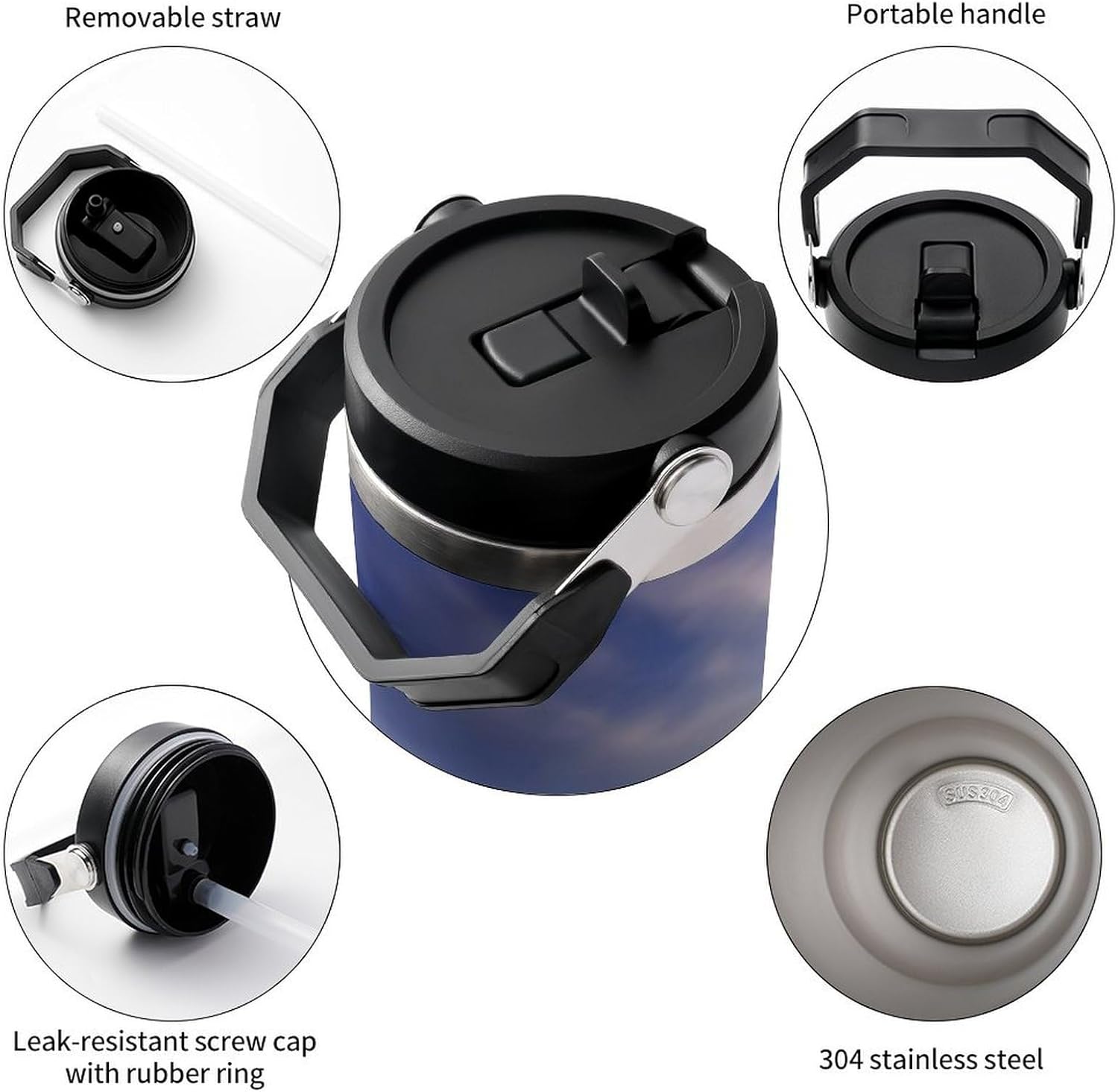 30oz Insulated Tumblers with Top Handle, Stainless Steel Texas Bluebonnets Scenery Car Cup with Straw for Gift, Leak-Proof Double Wall Vacuum Travel Mug, Personalized Water Bottles Black