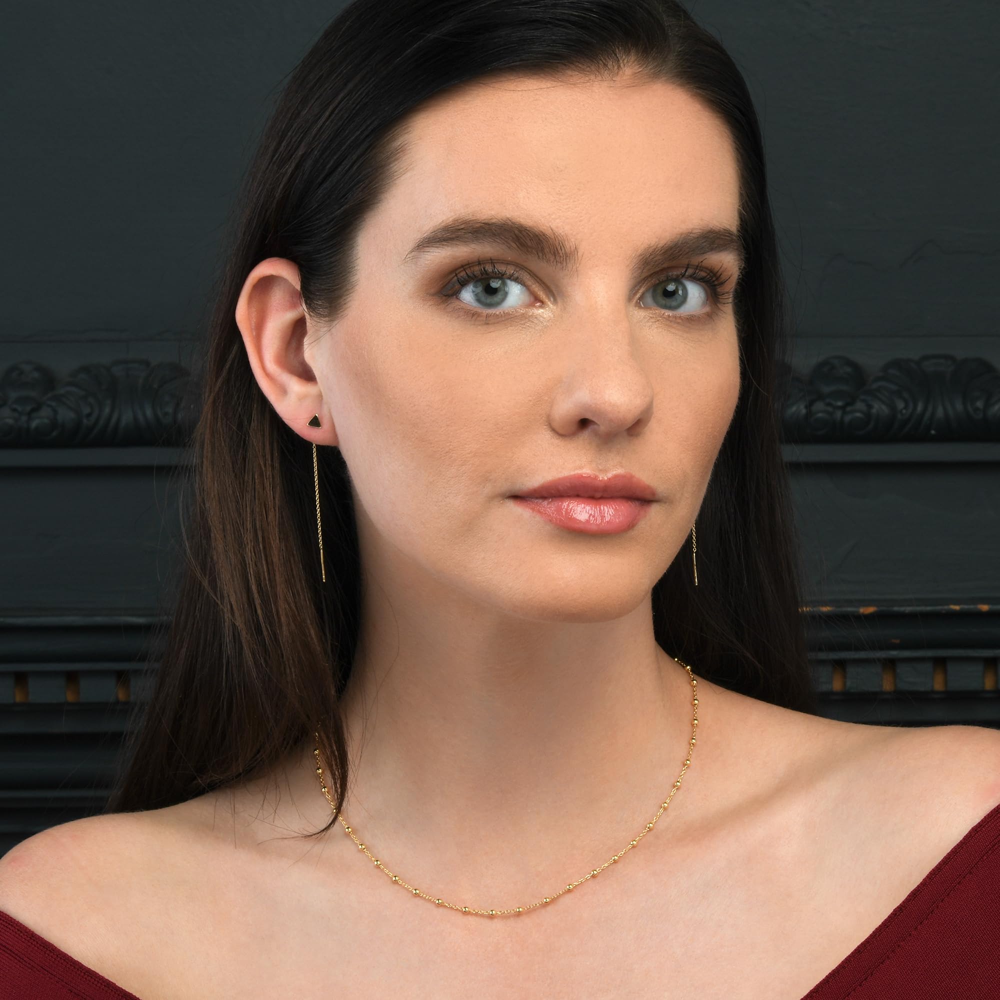 namana 925 Sterling Silber Kette Halskette für Damen, Silber, Gold oder Rose Gold, Perlen-Halsketten für Frauen und Teenager-Mädchen, süße Kugel-Halsketten mit kleinen Silberperlen