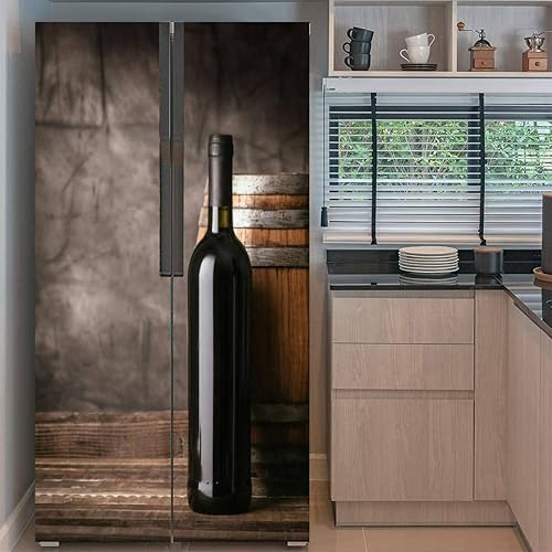 Miniatura 3 de Juego de envolturas de vinilo autoadhesivas para nevera, botella de vino tinto, bodega, puerta, mural, calcomanía extraíble para nevera, regalo para