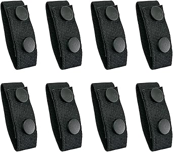 8Pcs Belt Keepers for Duty Belt, Nylon Tactical Keepers with Double Snaps, Heavy-Duty Police Security Equipment Accessories for 2" Wide Police, Military, and Law Enforcement, Black