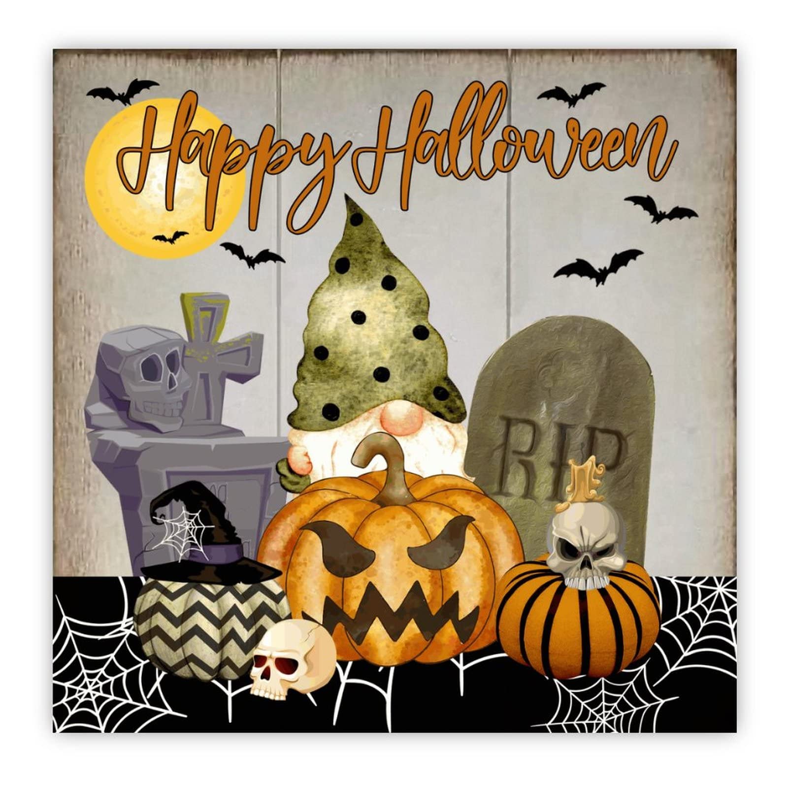 Plaque en bois Happy Halloween et pancarte suspendue Eat Boo pour intérieur