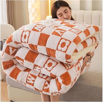 ZTGL Super Warm Winter Quilt, Thicken Lamb Cashmere Comforter Core, Heavy Blankets for Winter Double Bed, Milk Velvet Thick Duvet, Bedding for Home Bedroom,C,220x240cm4.9kg