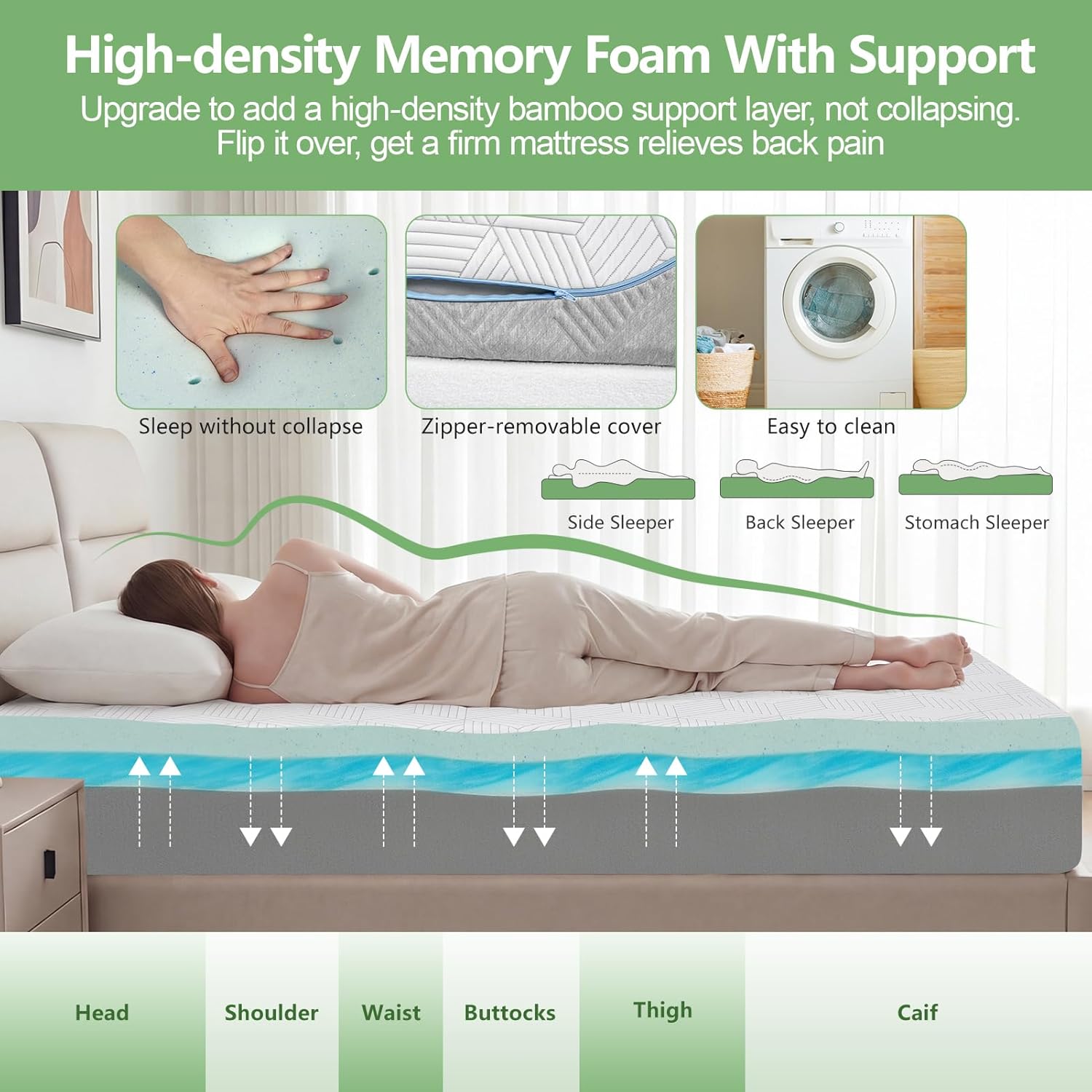 Extra Firm Mattress King 12 Inch with Cool Green Tea Gel, Premier Memory Foam Mattresses with Fiberglass-Free Cover, Medium Firm/Extra Firm High-density-Mattress for Back Pain,CertiPUR-US, 80''x76''