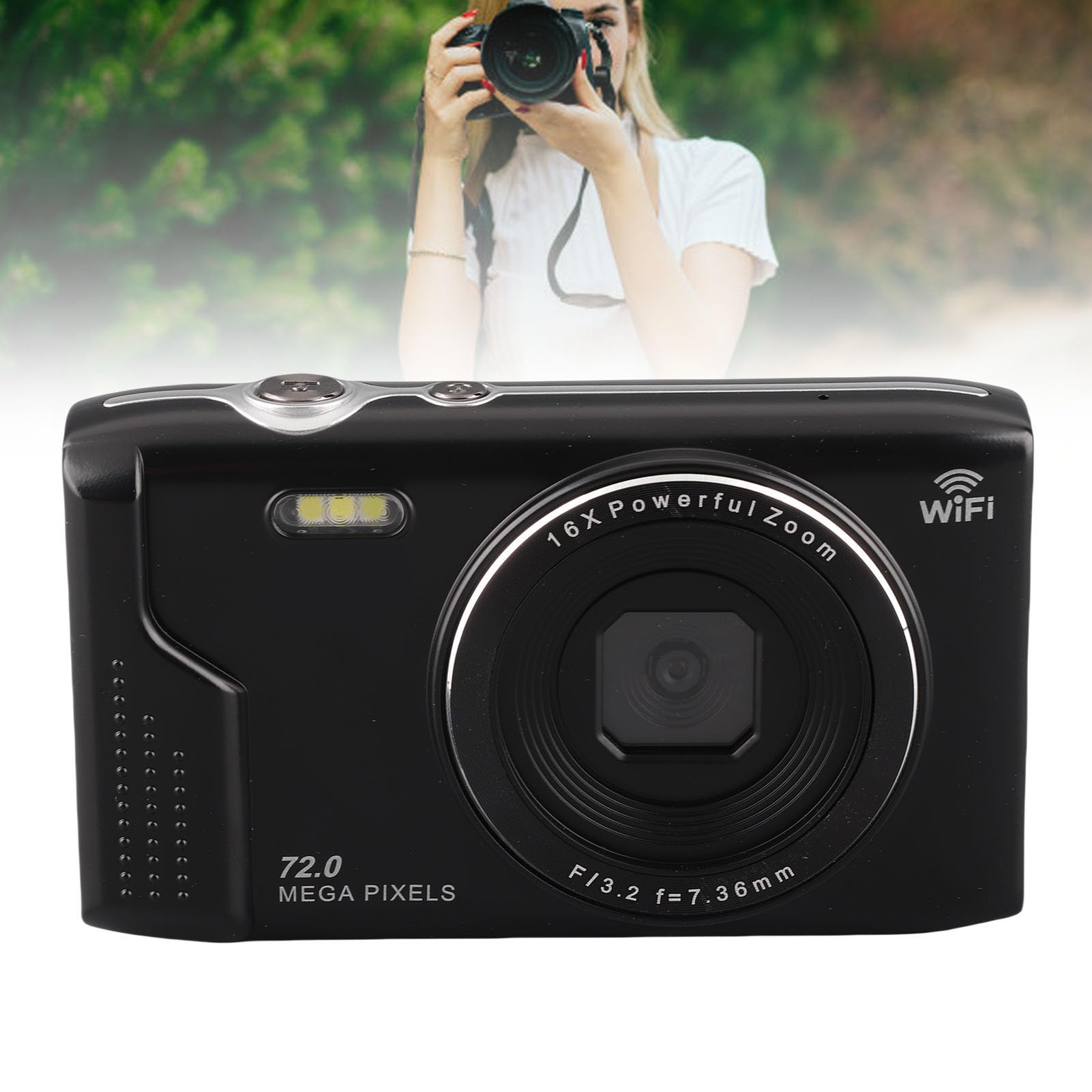 Kamera Cyfrowa 5K do Fotografii, Kamery Vlogowania Wi -Fi 75MP, AF Autofocus Kamera Wideo 2,8 -calowa Ekran LCD z 16x Zoom, Kompaktowy VLOG Travel Camara, Bateria 1200 MAh (BLACK)