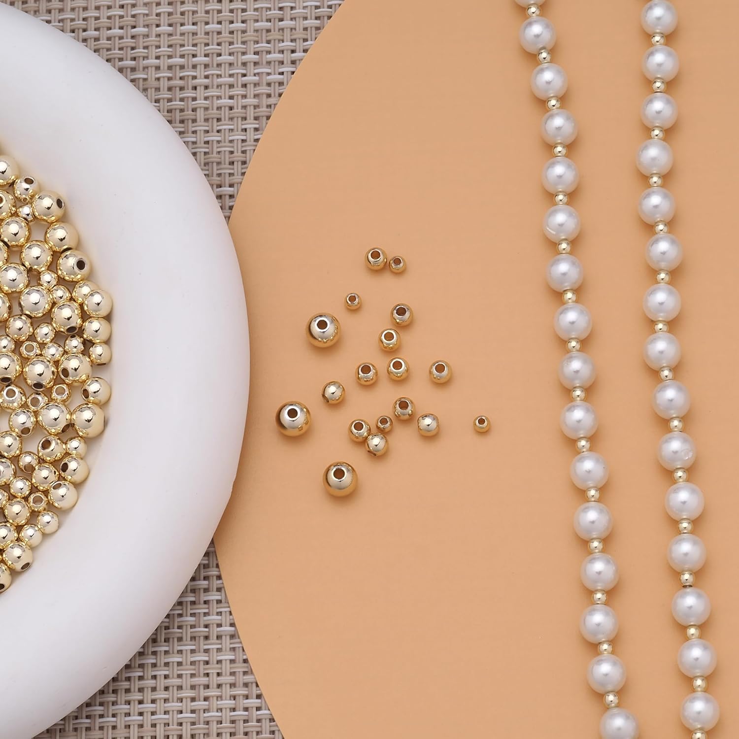 100pcs 5mm Round Beads 14K Gold Plated Seamless Smooth Brass Loose Ball Beads Bulk for Stackable Bracelet Jewelry Craft Making - Image 7