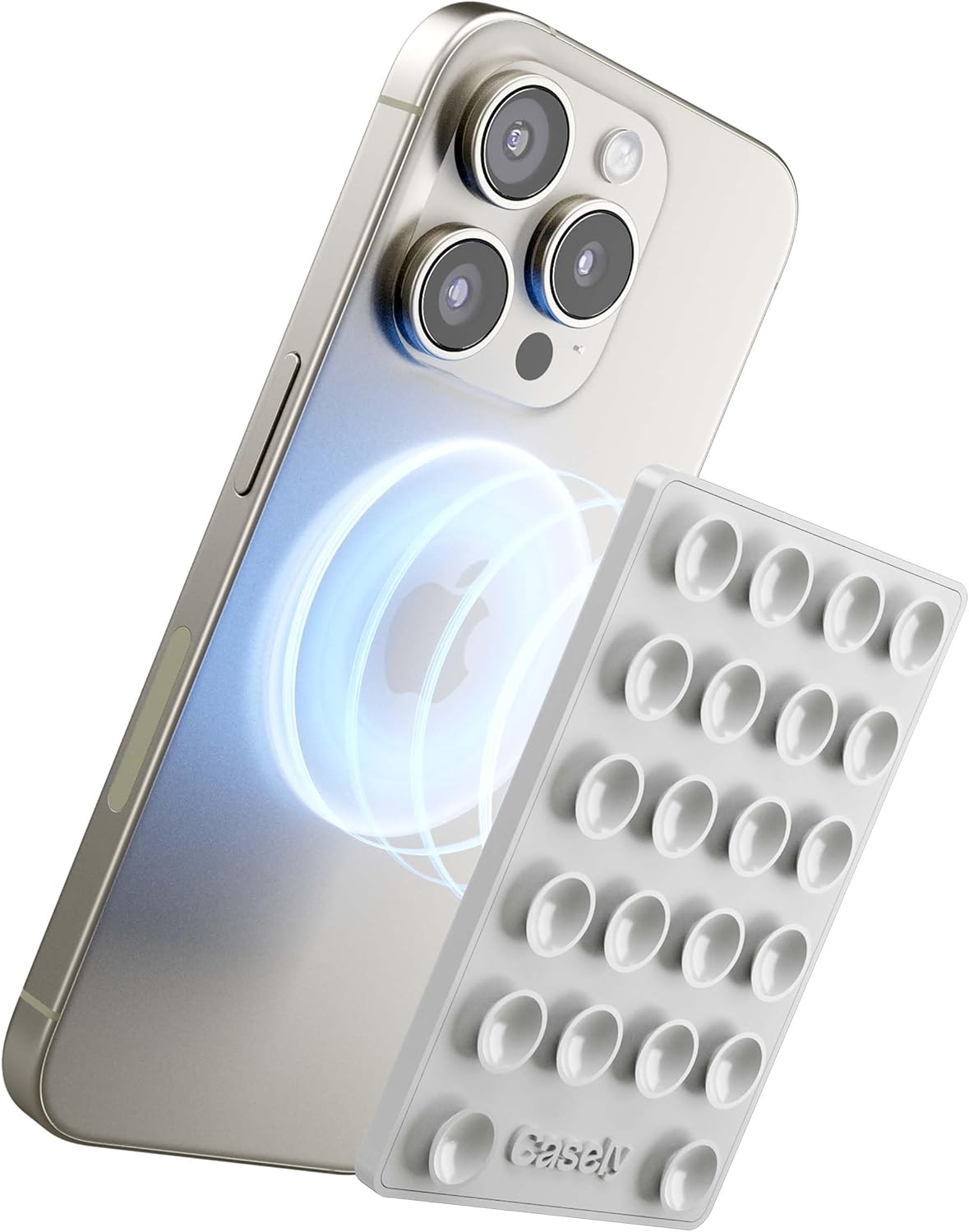 Casely Grippy | Silicone Suction Phone Mount Compatible with MagSafe White