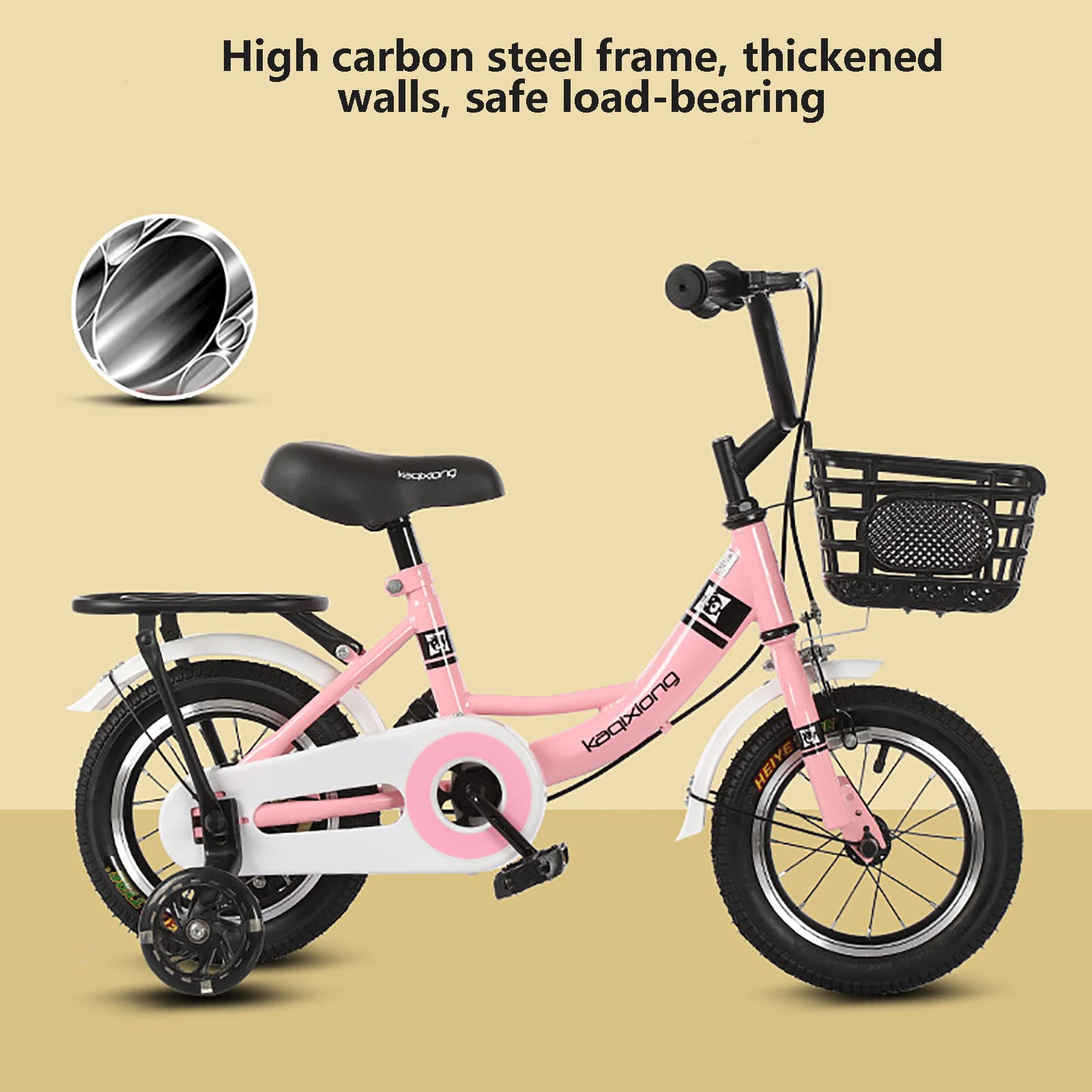 Bueuwe Vélo Enfant 16 Pouces – Sans Pédale, Selle Et Guidon Réglables, Cadre Acier Carbone, Jusqu'à 45 Kg, Pour 3-7 Ans (rose)
