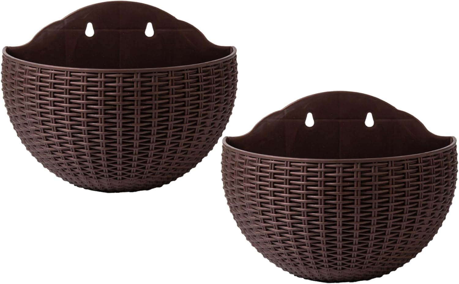 Wall Planter 2PCS Wall Hanging Planter Half Round Fence Planters with Drainage and Hooks Wall Mounted Planters for Balcony Garden Railing Coffee