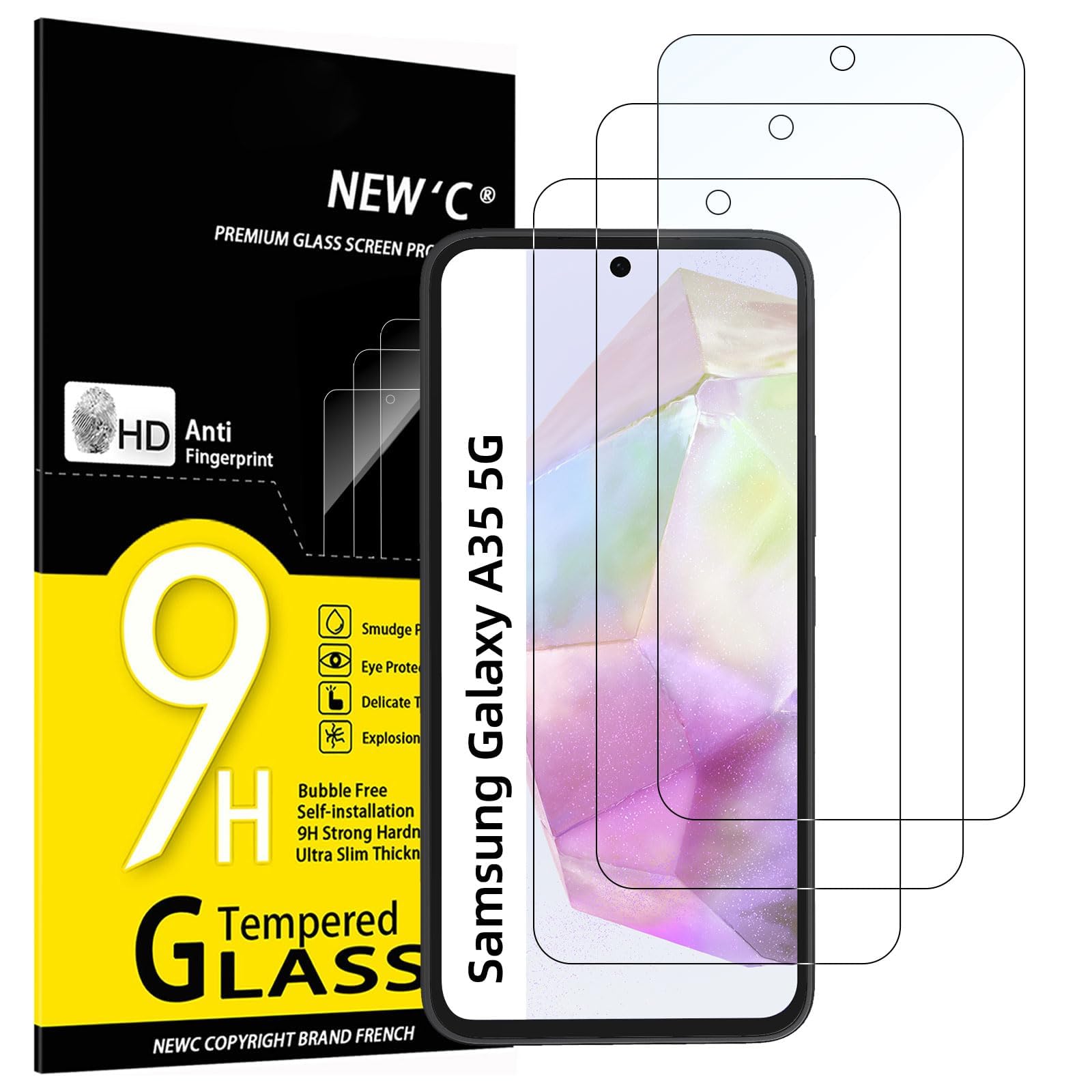 NEW'C for Samsung Galaxy A35 5G Screen Protector Tempered Glass HD Clear