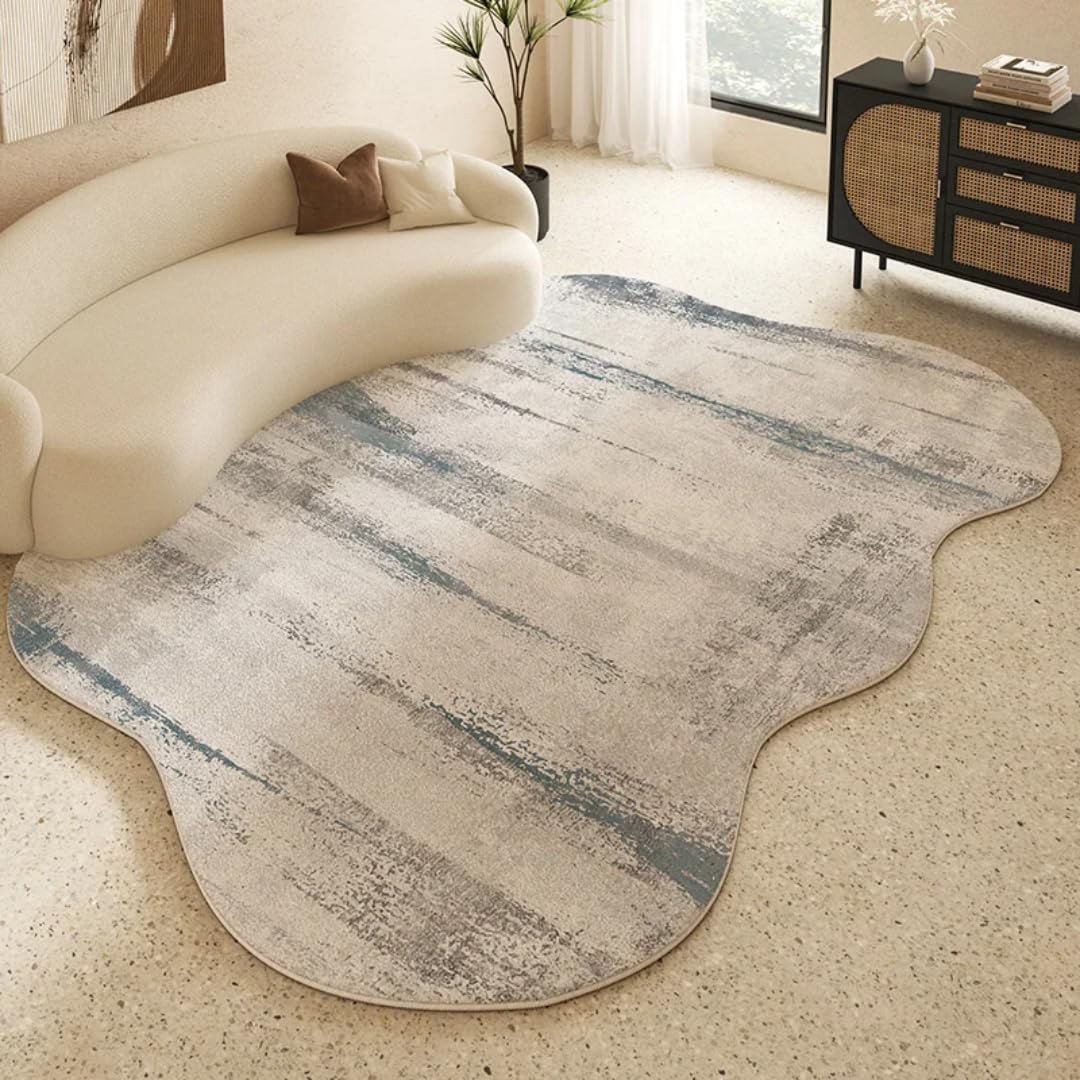 Tapis moelleux et épais à forme irrégulière design 140x200 cm ultra doux