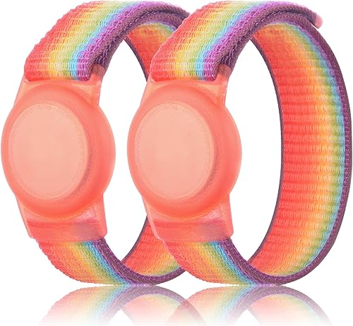 Pulsera para niños compatible con Apple AirTag, funda protectora para rastreador GPS Air Tag con pulsera de nailon, correa de reloj ajustable
