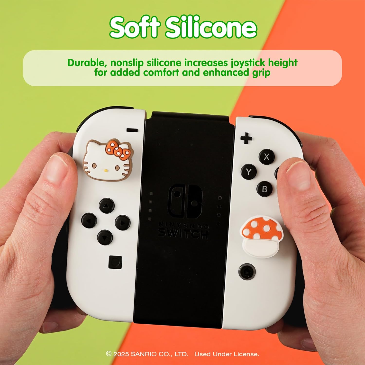 Hamee Hello Kitty and Friends Thumb Grips Compatible with Nintendo Switch 1 OLED/Switch Lite, Character Joystick Grip Cover Caps – Hello Kitty and My Melody (Mushroom)