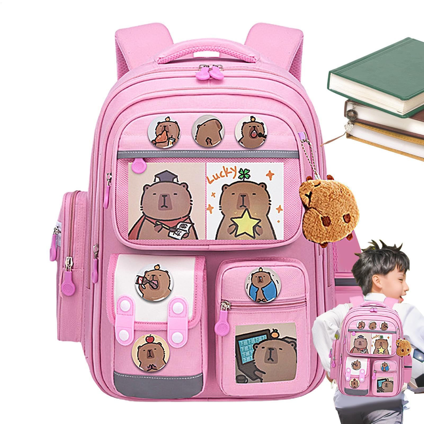 Sac à dos capybara pour l'école un cartable animal mignon marron - 8