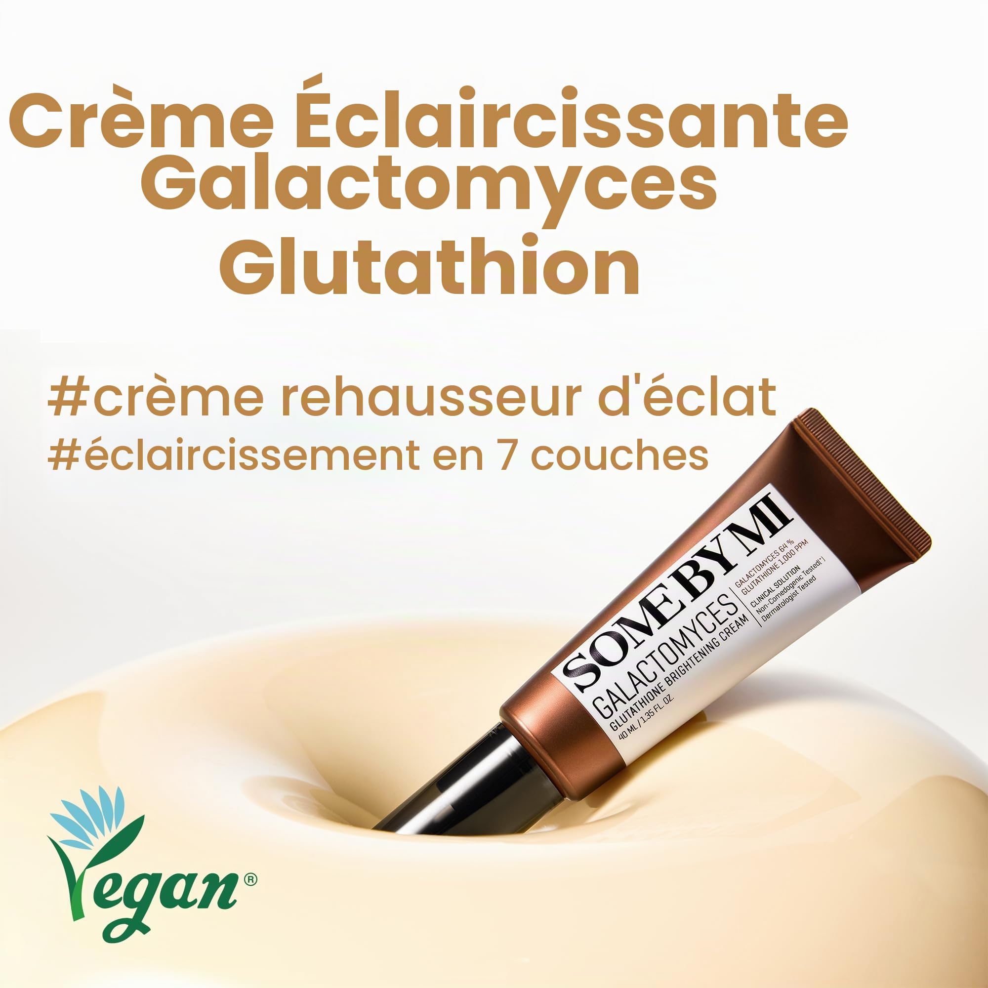 SOME BY MI Galactomyces Glutathione Brightening Cream – 40ml – Crème visage coréenne hydratante à l’acide hyaluronique – Illumine et unifie le teint – Soin coréen