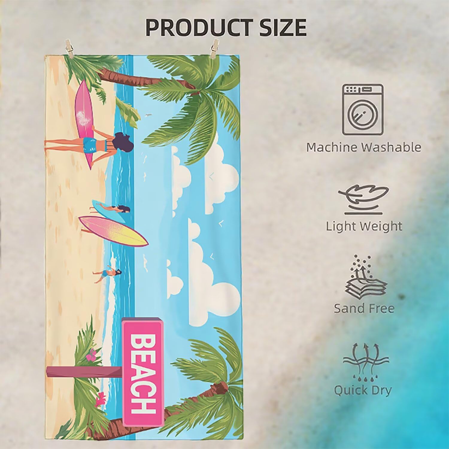 Telo Mare Microfibra Grande 150x200 Mare Alberi Antisabbia Asciugatura Rapida Telo Mare, Leggero Asciugamano Sportivo, Donna Uomo Portatile Coperta da Spiaggia, Perfetto per Viaggi, Campeggio a-329