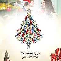 Vista 4 de BriLove Broche de árbol de Navidad, estrella de Navidad, marquesa de diamantes de imitación, regalo decorativo para mujer