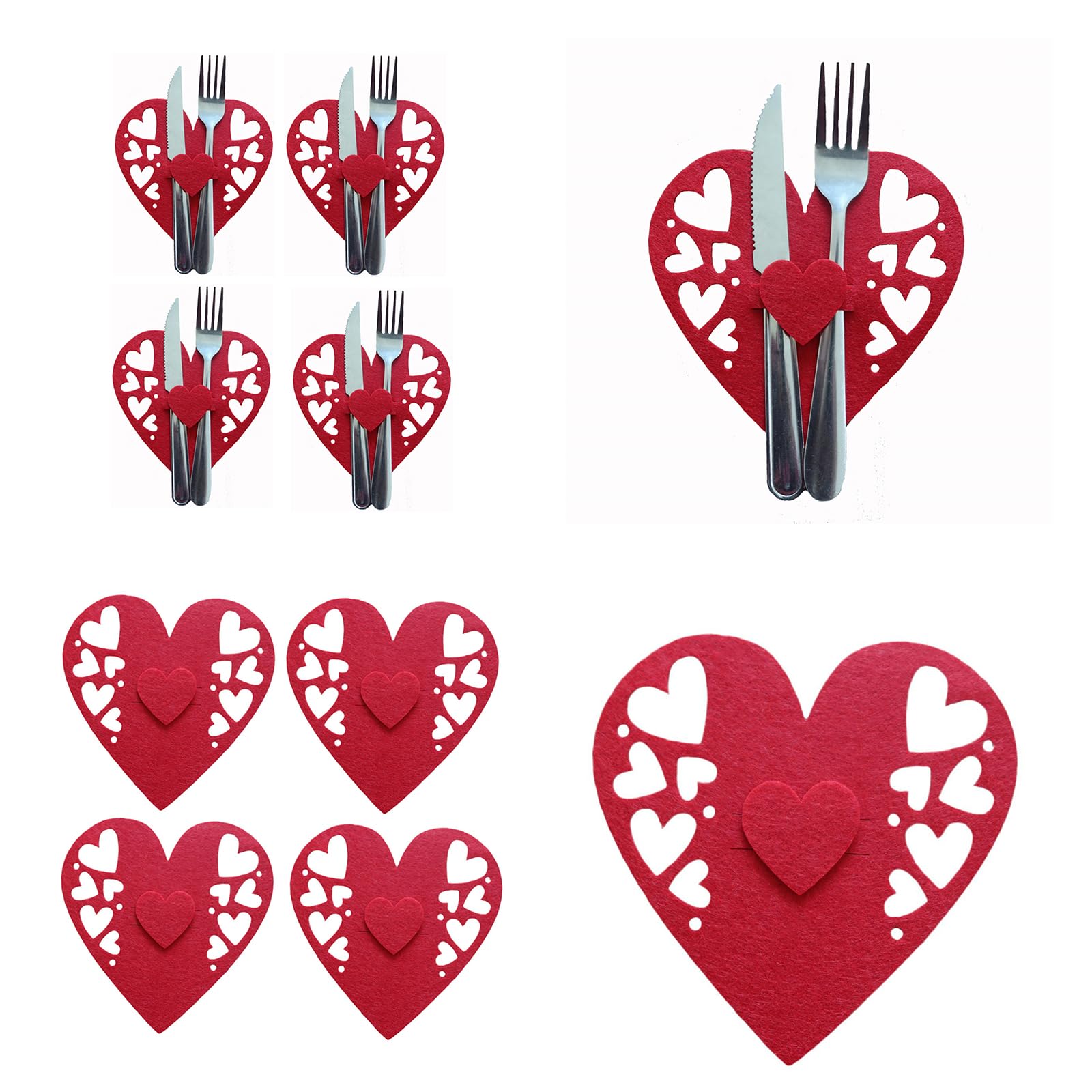 Zkbszn Tableware,4 PCS Love Cutlery Bag Set Fork Bag Tableware Holder Bags for Couples and Special Dinners