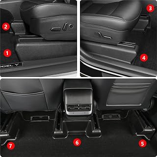 2023-2021 Tesla Model Y Seat Slide Rail Pad Cover Protectors Under Seat Anti-Kick Scuff Wrap Kits Front Rear Console Seat Track Scratch-Resistant Case Shells for Model Y Accessories (7 PCS)