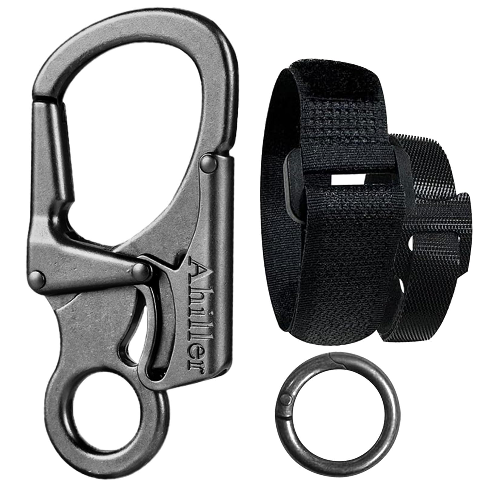 Ahiller Double Locking Carabiner Clip - Zinc Alloy Mens Keychain for Keys