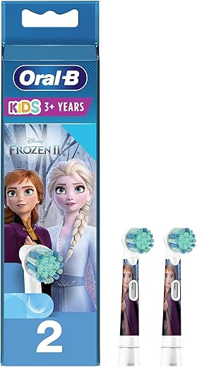 Oral B Kids Electric Rechargeable Toothbrush Heads Replacement Refills, Featuring Disney Frozen Characters (Pack of 2)