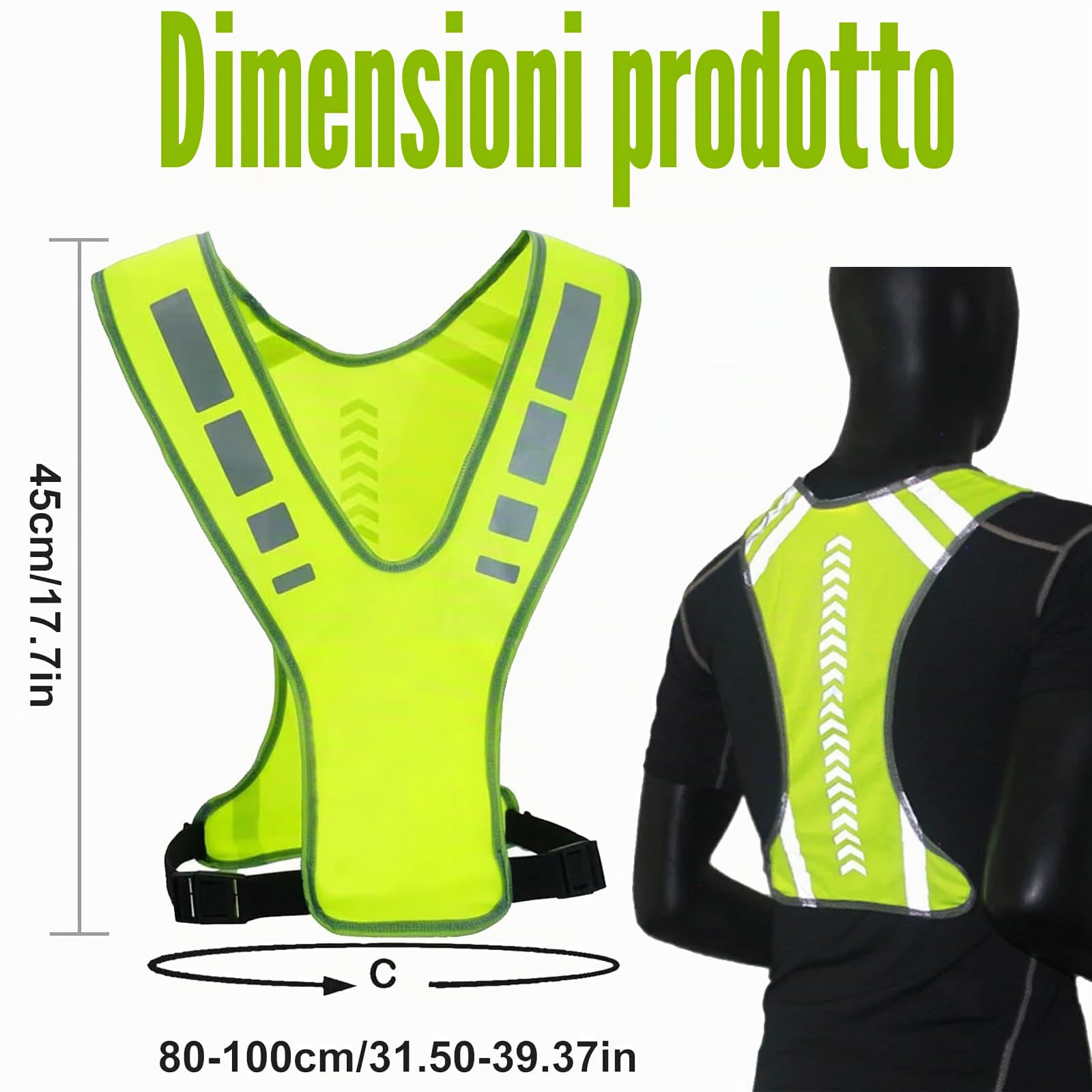 2pezzi Gilet Riflettente Alta visibilità,Bretelle Catarifrangenti Running Regolabile,Giubbotto Riflettente,Giubbotti di Sicurezza Riflettenti Giallo Fluorescente,per Fare Gogging