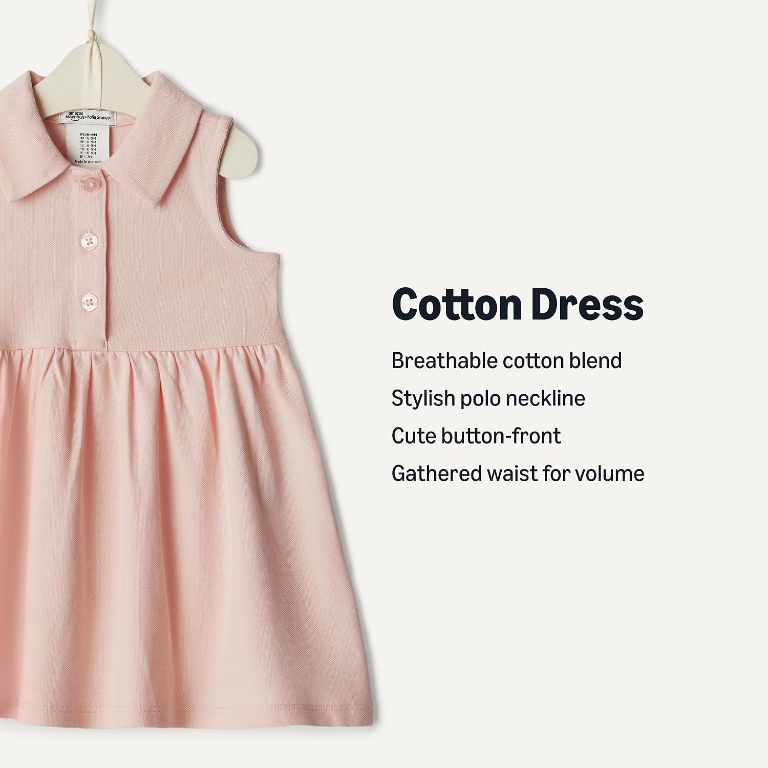 Amazon Essentials x Sofia Grainge Toddlers and Baby Girls' Cotton Pique Sleeveless Dress